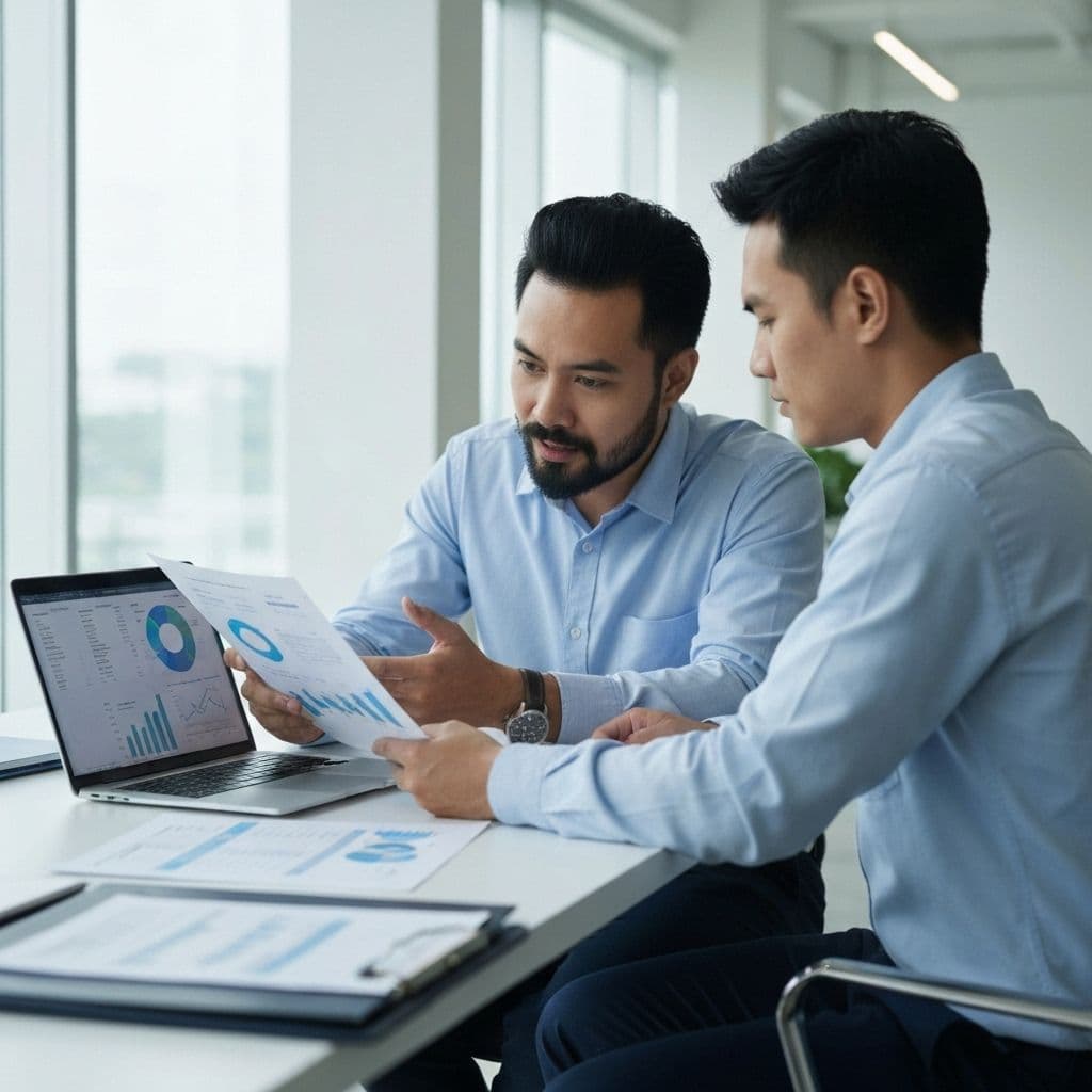 Malaysian tax consultant helping SME business owner with tax planning